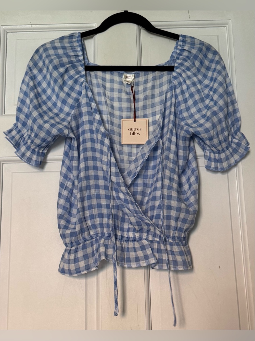 Autres Filles Gingham Wrap Peasant Top